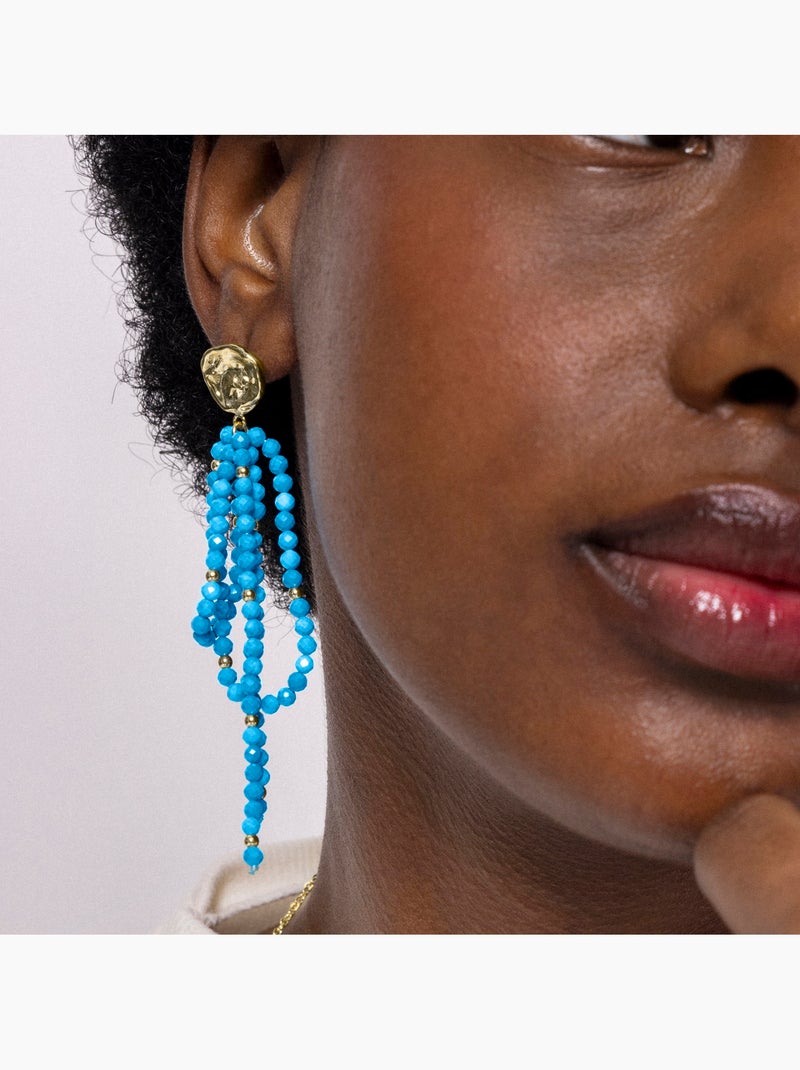 Boucles d'oreilles Turquoise Luxenter finies et plaqué or 18k - Fawya Bleu - Kiabi
