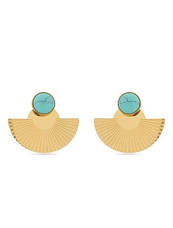 Boucles d'oreilles Turquoise Luxenter finies et plaqué or 18k - Ria