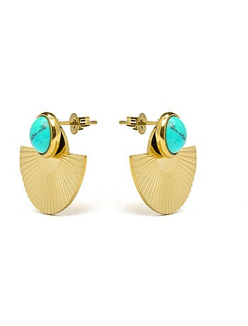 Boucles d'oreilles Turquoise Luxenter finies et plaqué or 18k - Ria