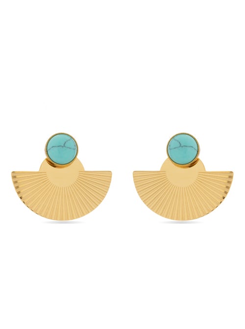 Boucles d'oreilles Turquoise Luxenter finies et plaqué or 18k - Ria - Kiabi