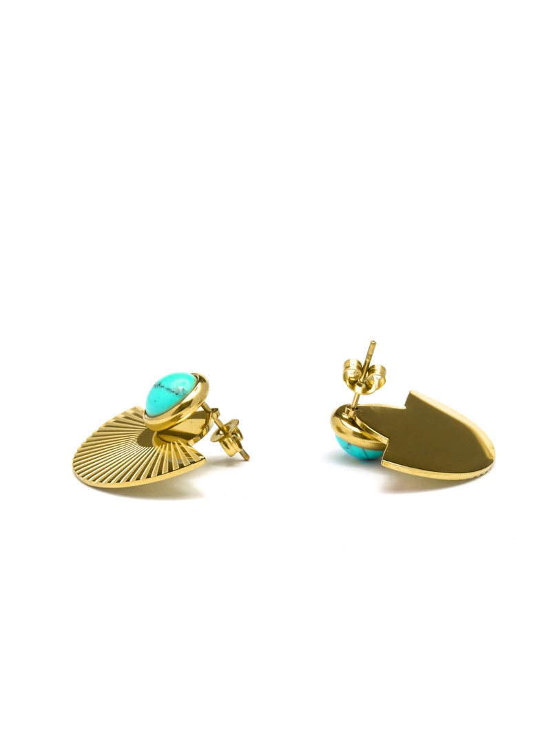 Boucles d'oreilles Turquoise Luxenter finies et plaqué or 18k - Ria Bleu - Kiabi