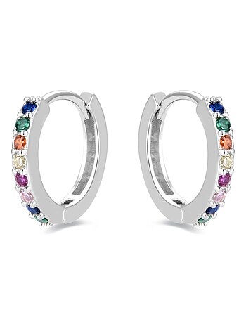 Boucles d'oreilles valise en argent 925 rhodié avec zircon multicolore
