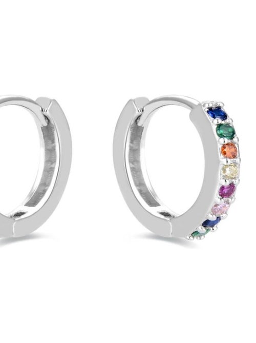 Boucles d'oreilles valise en argent 925 rhodié avec zircon multicolore - Kiabi