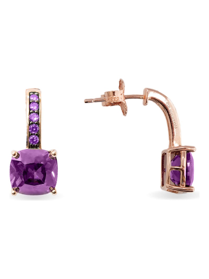 Boucles d'oreilles  xephass en argent 925 et zircon morganite avec finition plaquée or rose 18k Violet - Kiabi