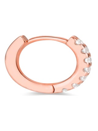Boucles meri hoop earrings en argent sterling 925 et zirconia cubique finition plaqué or rose 18K