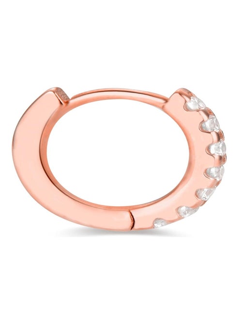Boucles meri hoop earrings en argent sterling 925 et zirconia cubique finition plaqué or rose 18K - Kiabi