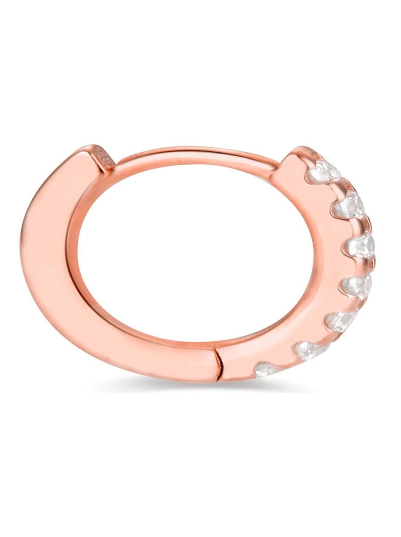Boucles meri hoop earrings en argent sterling 925 et zirconia cubique finition plaqué or rose 18K Rose - Kiabi