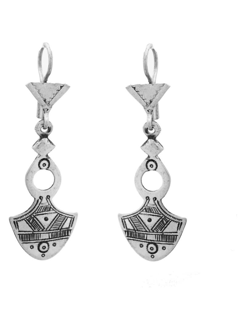 Boucles oreille touareg croix sud Timia Argenté - Kiabi