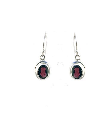 Boucles oreilles argent et grenat
