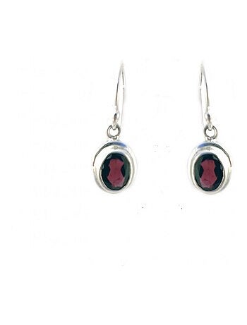 Boucles oreilles argent et grenat