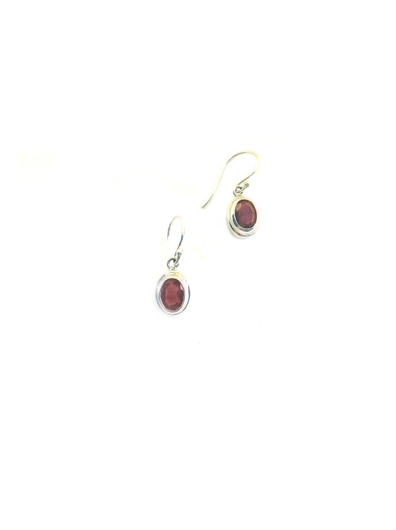 Boucles oreilles argent et grenat Rouge grenat - Kiabi