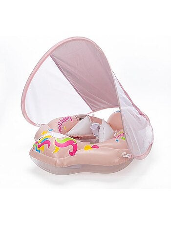 Bouée bébé Anti‑UV avec pare‑soleil amovible – modèle Licorne