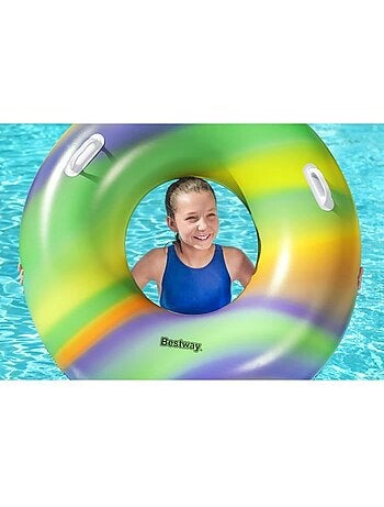 Bouée gonflable - bestway - rainbow - diamètre 119 cm - multicolore - pour enfants à partir de 6 ans