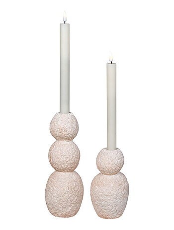 Bougeoir - Bougeoir, ciment, naturel, lot de 2