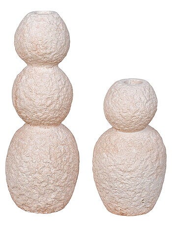 Bougeoir - Bougeoir, ciment, naturel, lot de 2