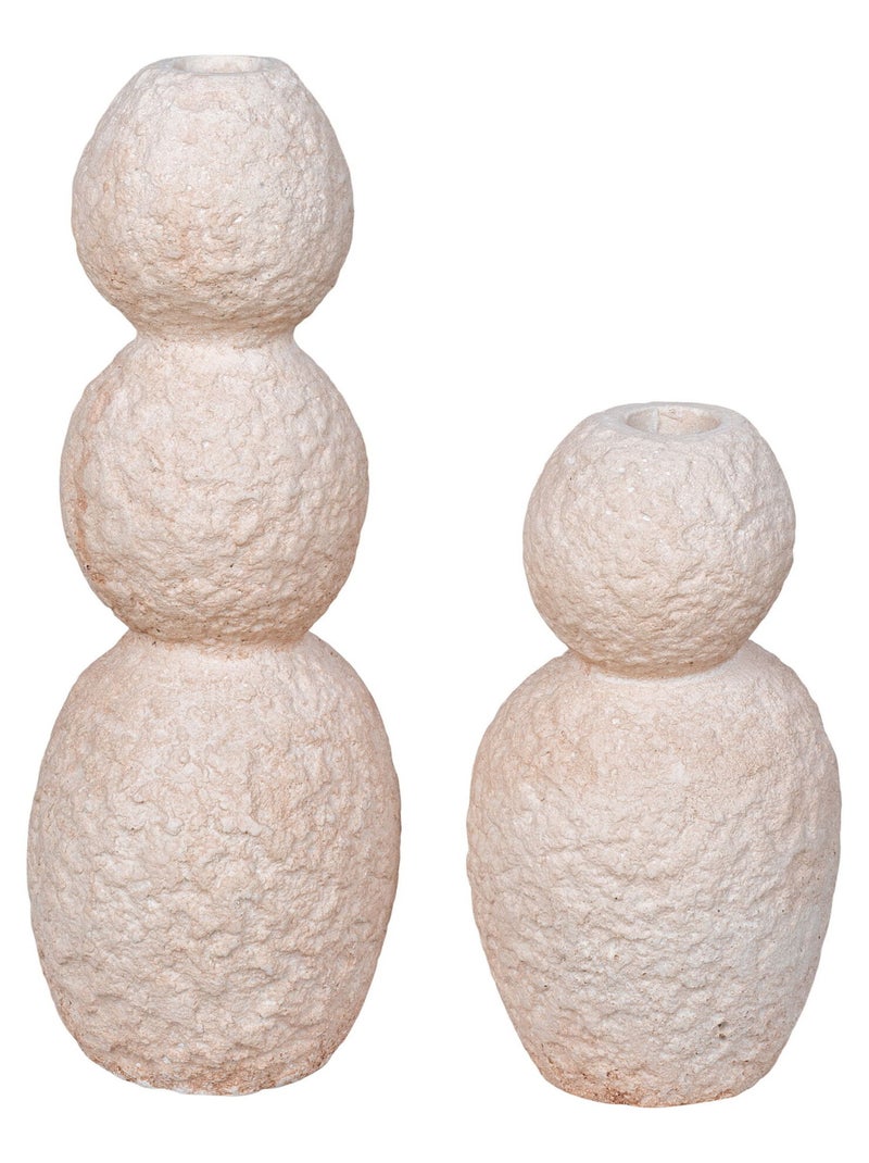 Bougeoir - Bougeoir, ciment, naturel, lot de 2 Beige - Kiabi