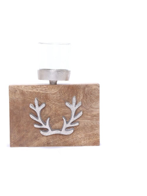 Bougeoir 1 bougie avec support renne en bois grand modèle - Kiabi Bougeoir 1 bougie avec support renne en bois grand modèle - Kiabi