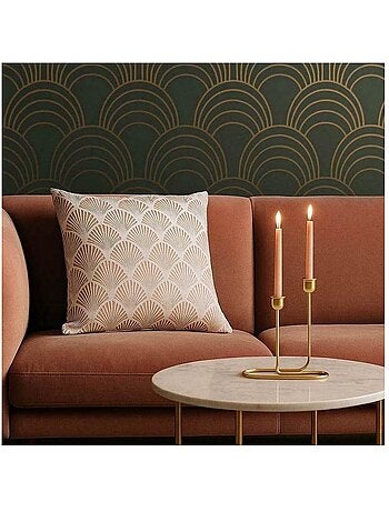 Bougeoir 2 branches en métal doré 23x22cm