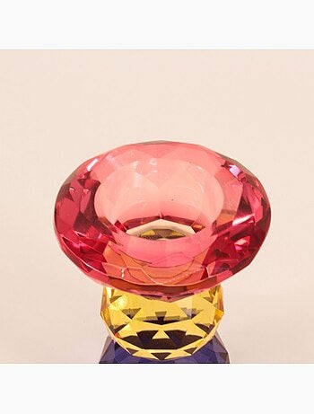 Bougeoir 3 couleurs en cristal à facettes 13cm