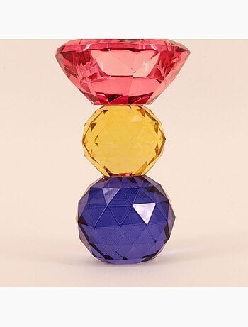 Bougeoir 3 couleurs en cristal à facettes 13cm