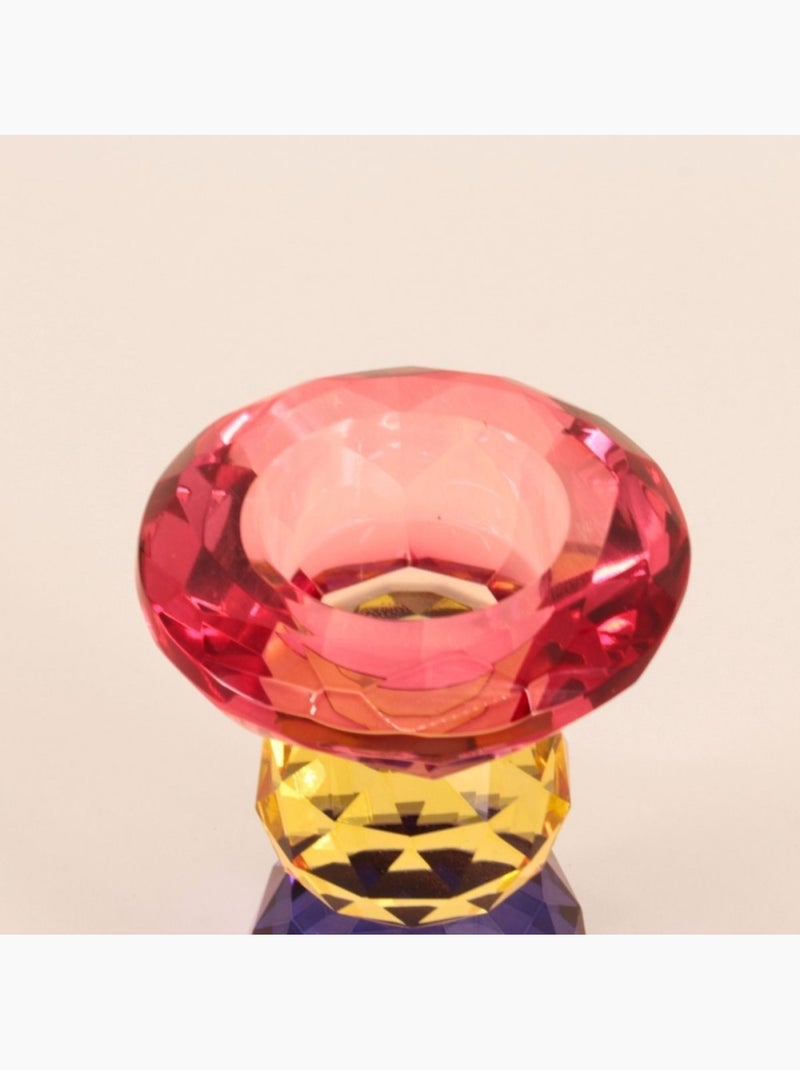 Bougeoir 3 couleurs en cristal à facettes 13cm Rouge - Kiabi