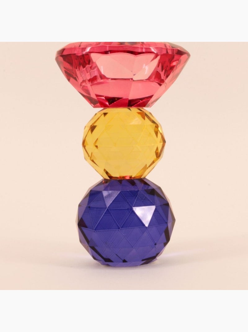 Bougeoir 3 couleurs en cristal à facettes 13cm Rouge - Kiabi