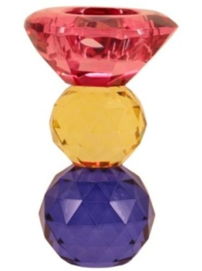 Bougeoir 3 couleurs en cristal à facettes 13cm Rouge - Kiabi