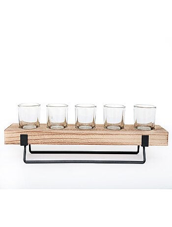 Bougeoir 5 bougies design bois et métal LIX