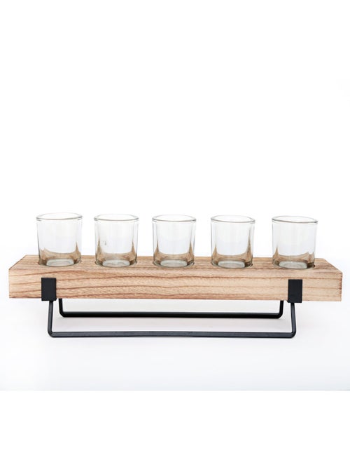 Bougeoir 5 bougies design bois et métal LIX - Kiabi Bougeoir 5 bougies design bois et métal LIX - Kiabi