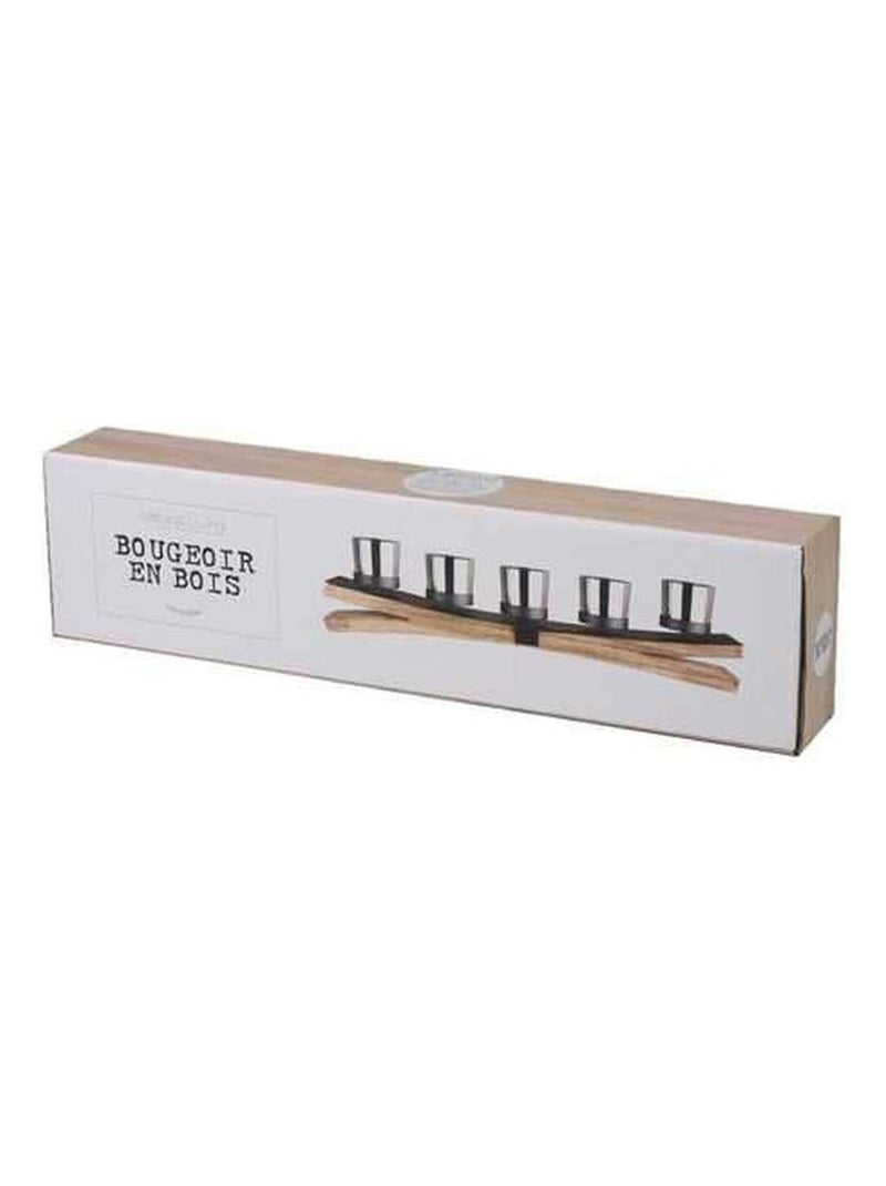 Bougeoir 5 bougies en bois et métal Noir - Kiabi