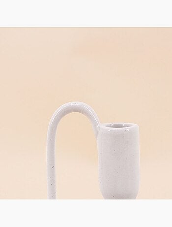 Bougeoir blanc en céramique avec anse 11cm
