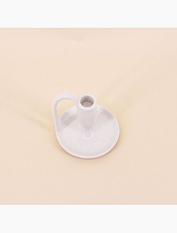 Bougeoir blanc en céramique avec anse 11cm