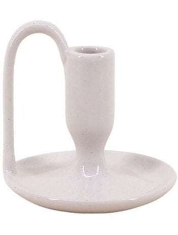 Bougeoir blanc en céramique avec anse 11cm