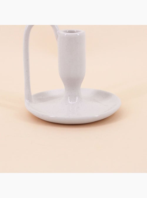 Bougeoir blanc en céramique avec anse 11cm - Kiabi