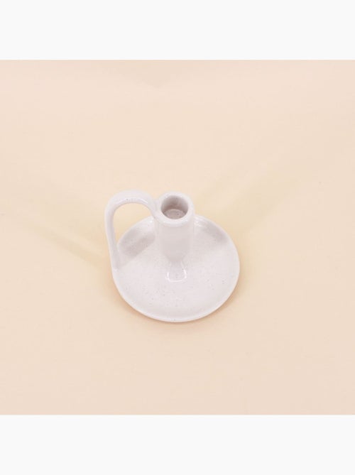 Bougeoir blanc en céramique avec anse 11cm - Kiabi