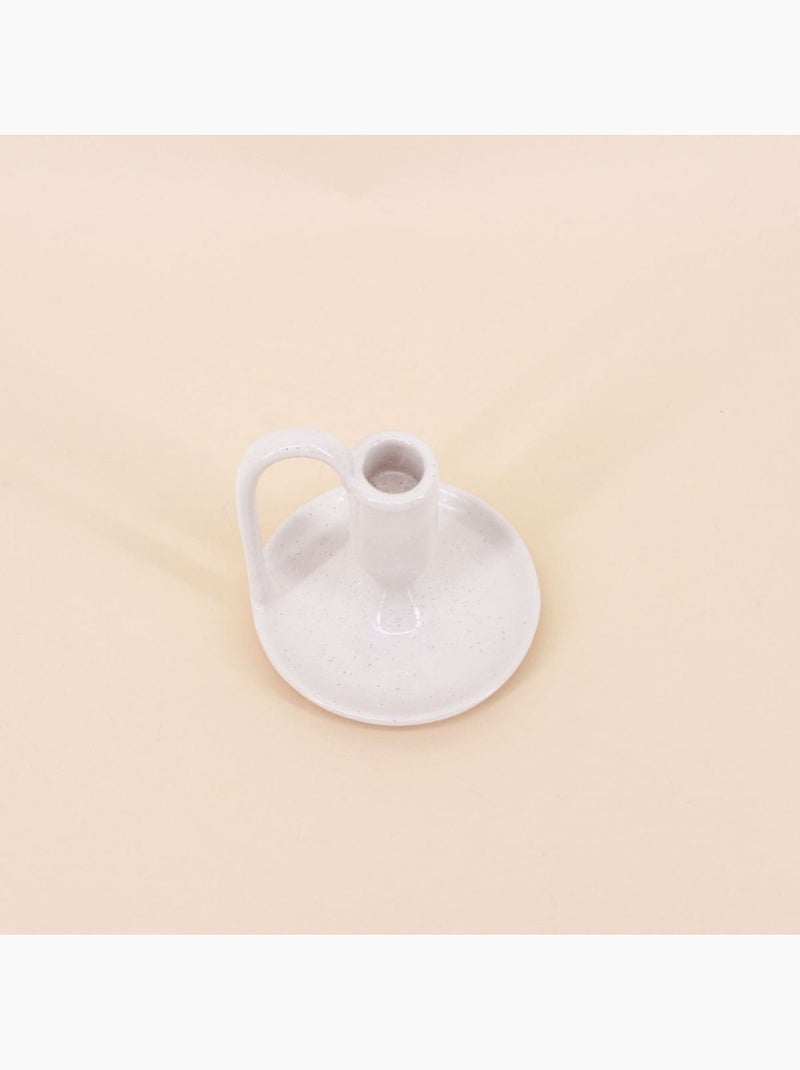 Bougeoir blanc en céramique avec anse 11cm Blanc - Kiabi