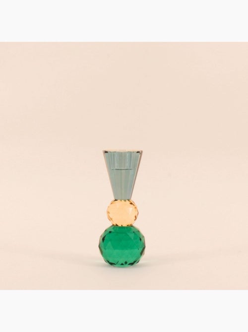 Bougeoir bleuté or vert en cristal à facettes 14cm - Kiabi
