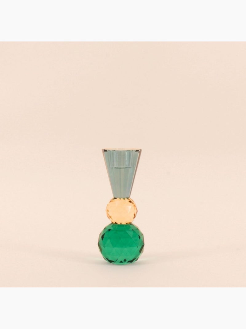 Bougeoir bleuté or vert en cristal à facettes 14cm Bleu - Kiabi