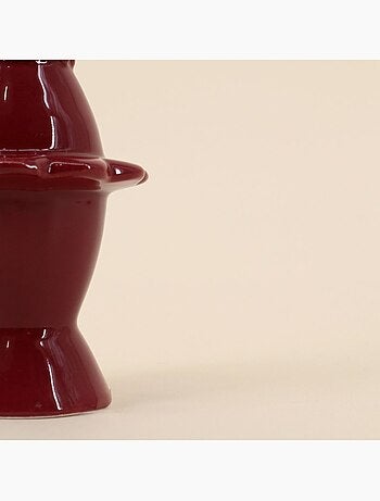 Bougeoir ceinturé en céramique bordeaux 23cm