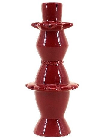 Bougeoir ceinturé en céramique bordeaux 23cm