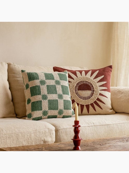 Bougeoir ceinturé en céramique bordeaux 23cm - Kiabi