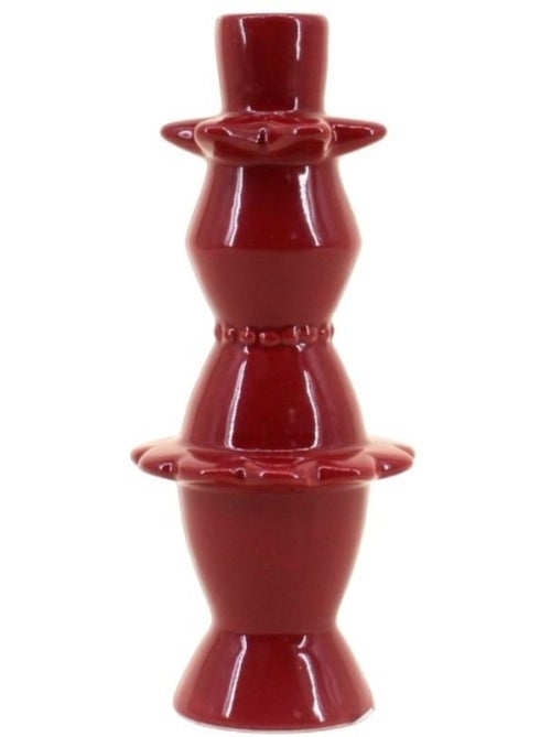 Bougeoir ceinturé en céramique bordeaux 23cm - Kiabi