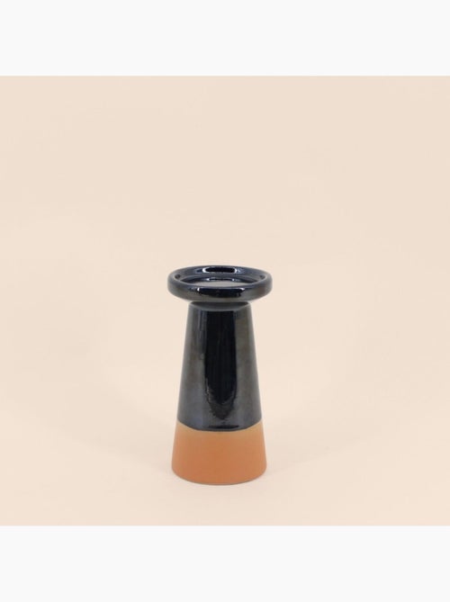 Bougeoir conique en grès noir et terracotta 18,4cm - Kiabi