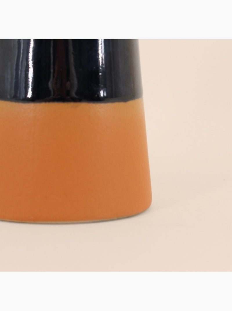 Bougeoir conique en grès noir et terracotta 18,4cm Noir - Kiabi