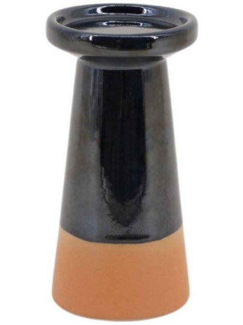 Bougeoir conique en grès noir et terracotta 18,4cm - Kiabi