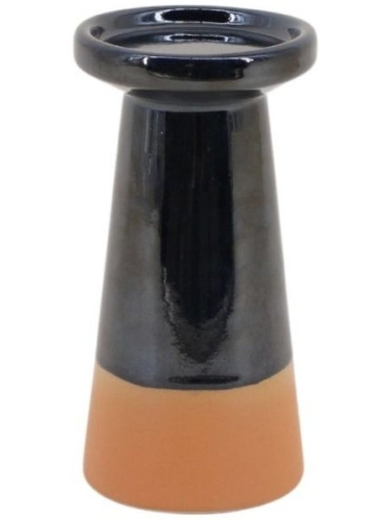 Bougeoir conique en grès noir et terracotta 18,4cm Noir - Kiabi