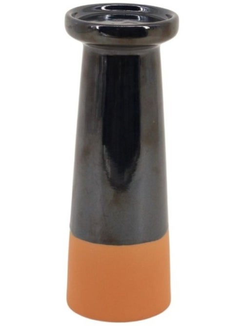 Bougeoir conique en grès noir et terracotta 25,7cm - Kiabi