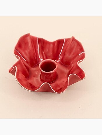 Bougeoir coupelle alvéolée en métal laqué