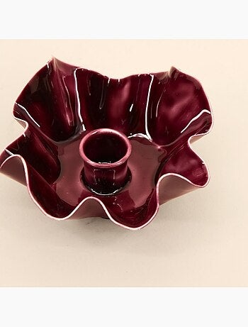 Bougeoir coupelle alvéolée en métal laqué