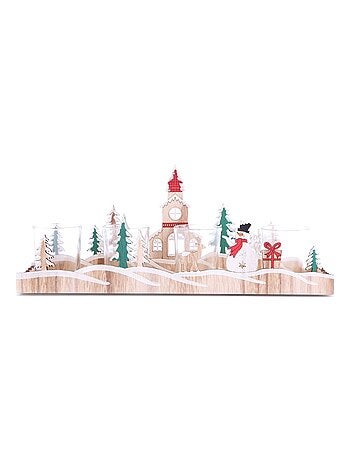 Bougeoir de Noël en bois avec paysage XMAS TRADI